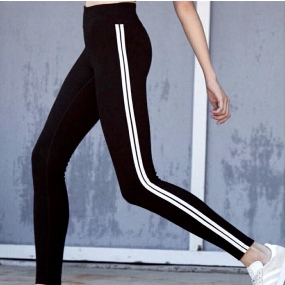 JOHN GALT BRANDY MELVILLE Hart Stripe Black Leggings